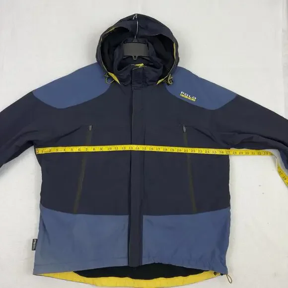 Polo Sport Ralph Lauren Mens XXL Colorblock Ski Jacket Blue Yellow Vintage 90s